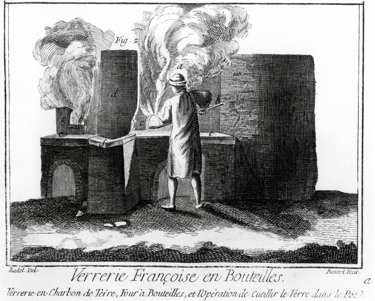 Taller de fabricación de vidrio, de la Enciclopedia de Denis Diderot (1713-84) de Robert Benard