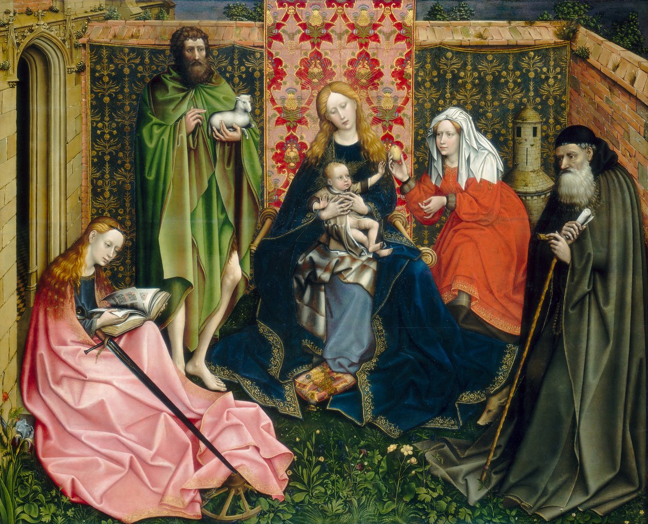 Madonna y Niño con santos en el jardín cerrado de Robert Campin