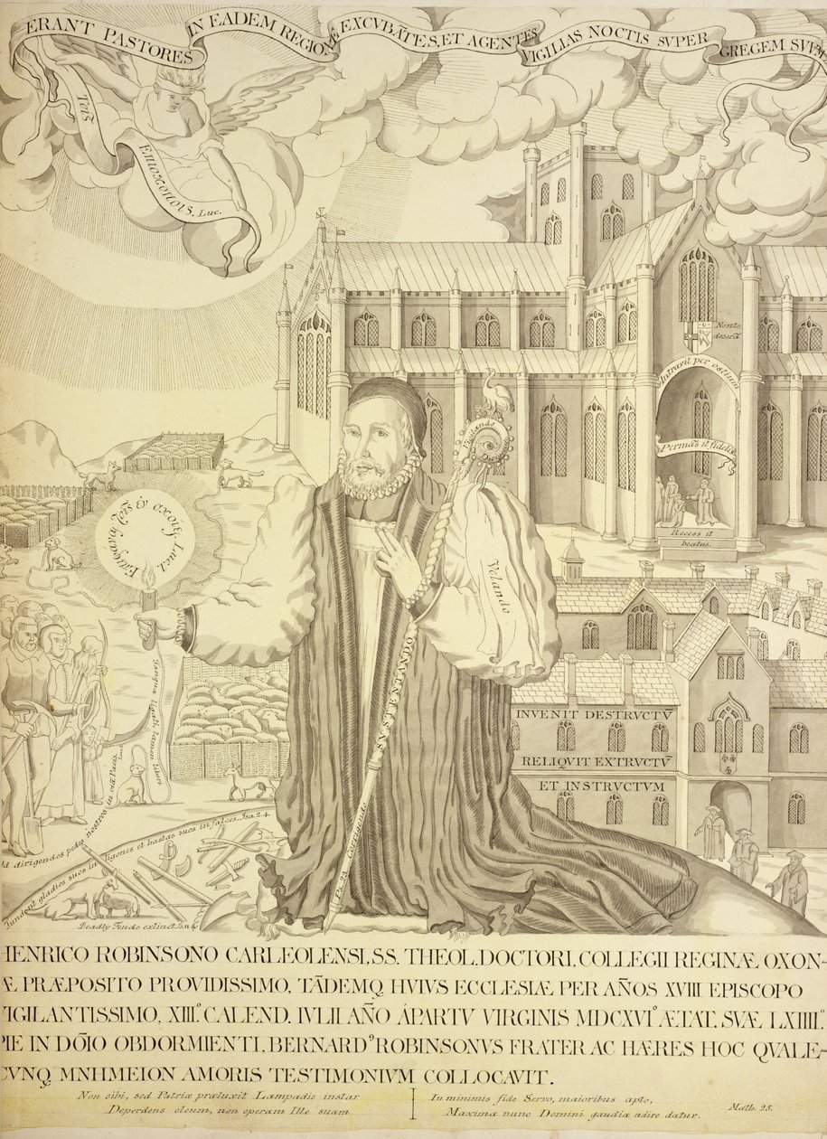 Ms. New Coll 380, f5r. Las antigüedades de la Catedral de Santa María, Carlisle, dibujadas por Robert Carlile, 1795 (tinta y lavado sobre papel) de Robert Carlile