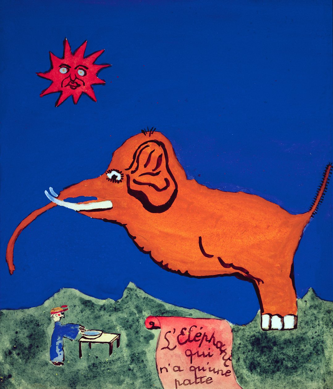 El Elefante con Solo Una Pierna, ilustración para la colección manuscrita de poemas 