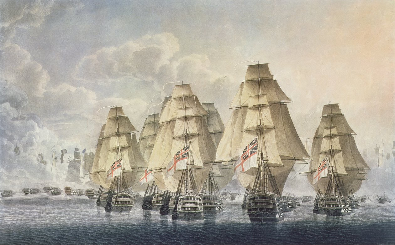 Batalla de Trafalgar, división trasera, grabado y publicado por el artista, 1806 de Robert Dodd