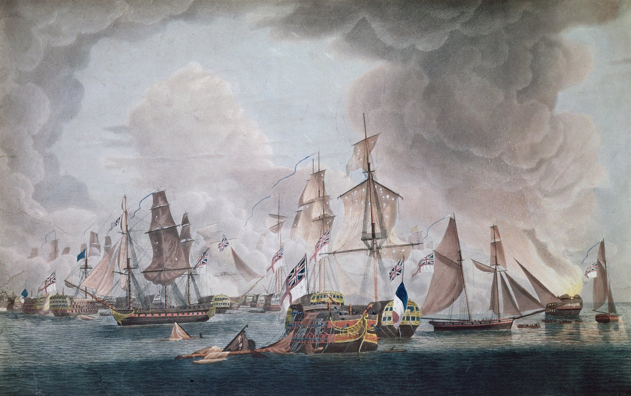 La Derrota de las Fuerzas Combinadas de Francia y España en la Batalla de Trafalgar en 1805 de Robert Dodd