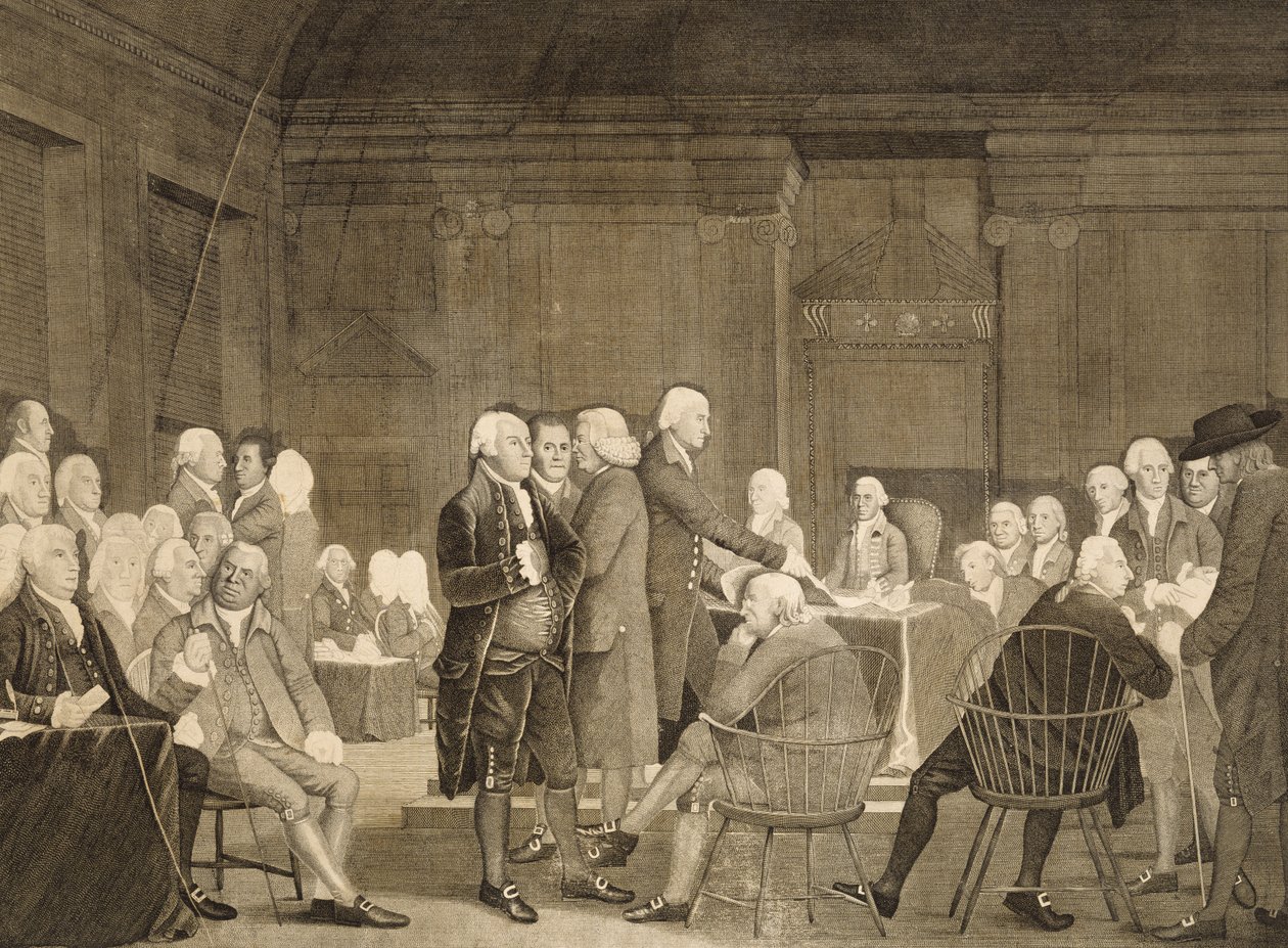 Votación del Congreso por la Independencia, c. 1795 de Robert Edge Pine