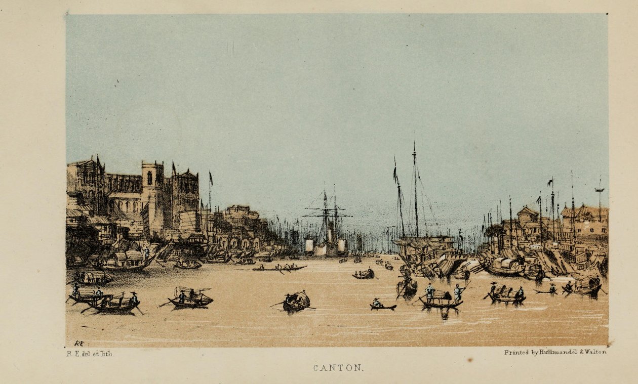 Cantón, acuarela de Robert Elwes (1819-1878), un joven caballero británico adinerado de Norfolk de Robert Elwes