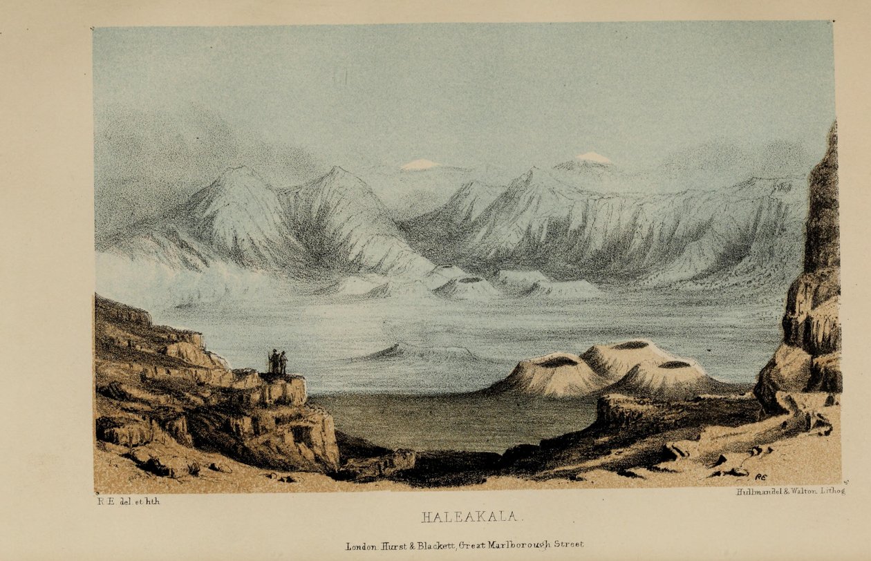 Haleakala, acuarela de Robert Elwes (1819-1878), un joven caballero británico adinerado de Norfolk de Robert Elwes