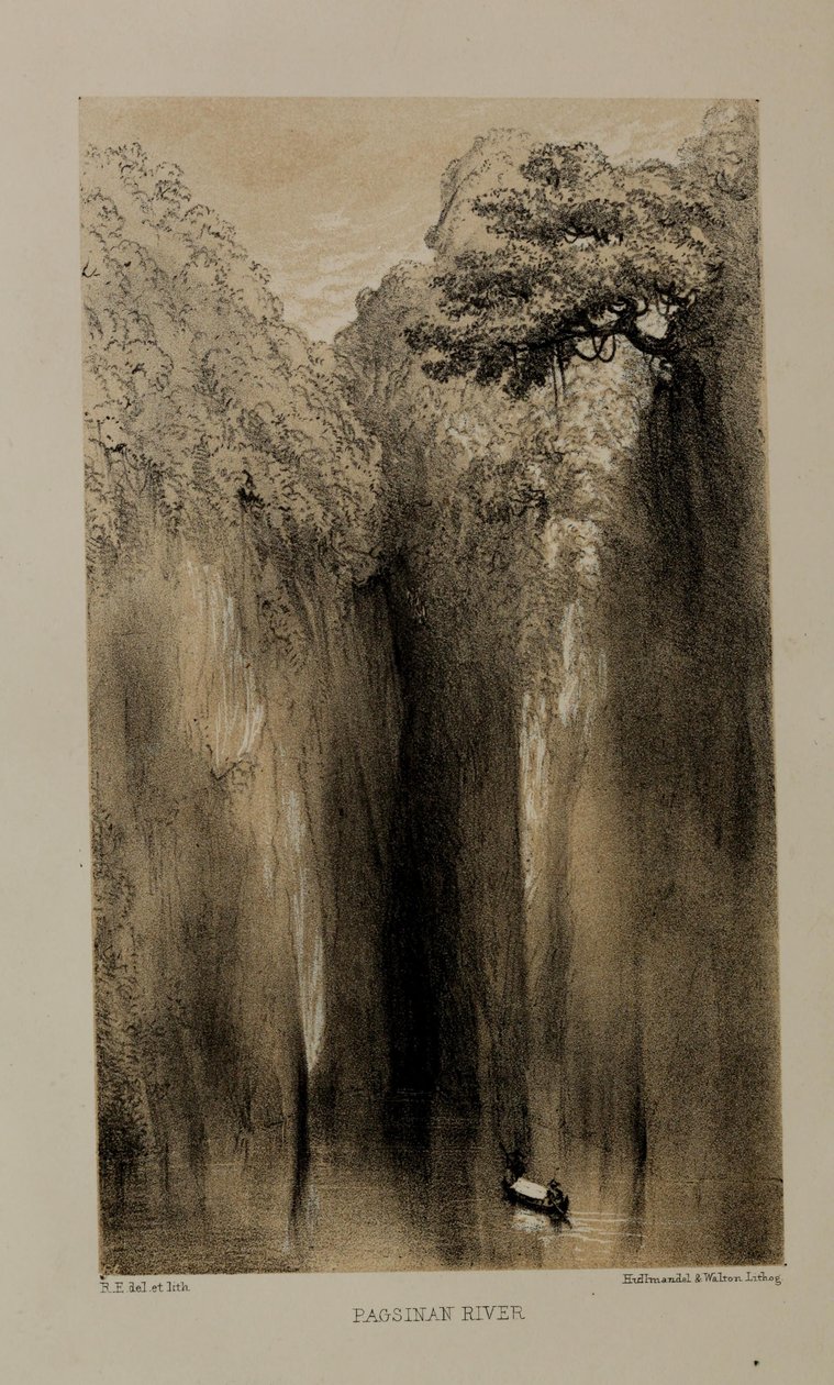 Río Pagsinan, acuarela de Robert Elwes (1819-1878), un joven caballero británico adinerado de Norfolk de Robert Elwes
