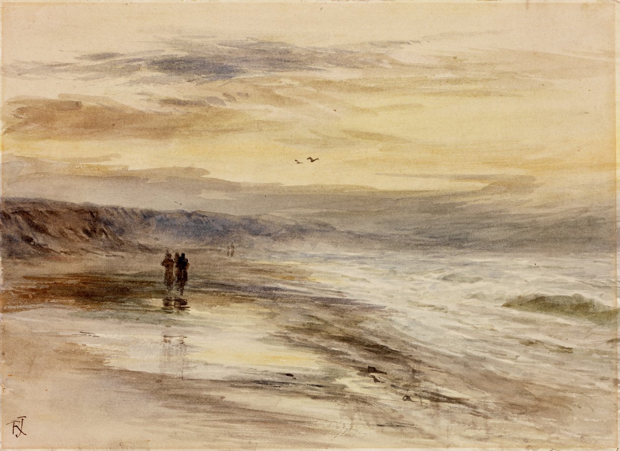 Figuras en la orilla al atardecer de Robert Jobling