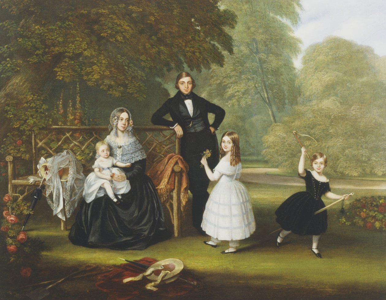 Una familia victoriana en un jardín de Robert Langley
