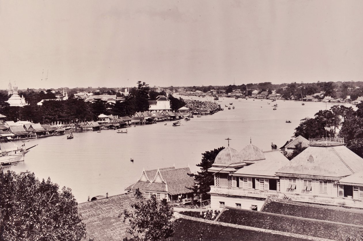 Vista del río Chao Phraya en Bangkok, c.1890s de Robert Lenz