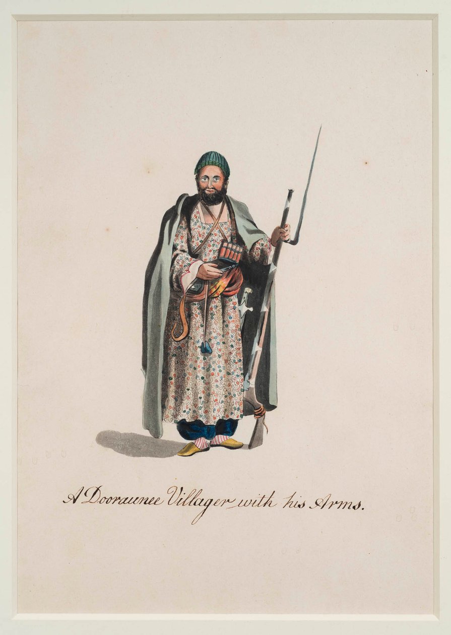 Un aldeano Dooraunee con sus armas, 1815 de Robert Melville Grindlay