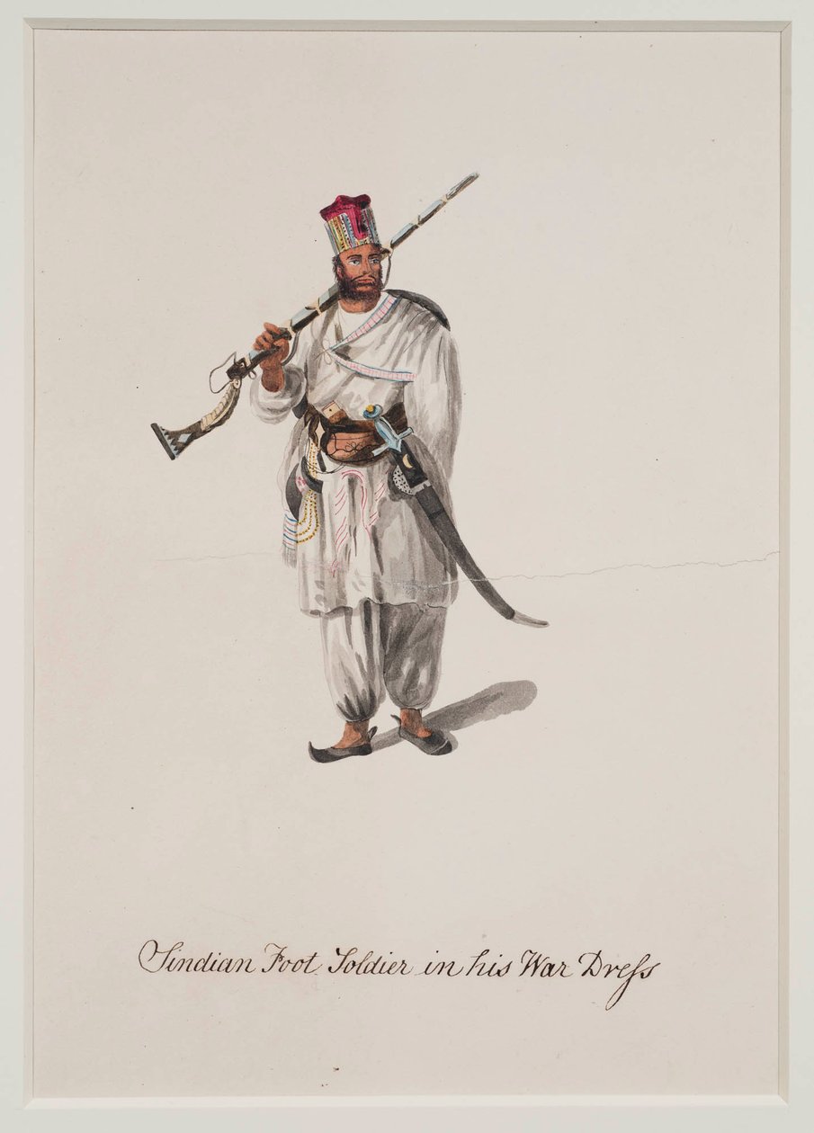 Soldado de a pie Sindian en su traje de guerra, 1815 de Robert Melville Grindlay