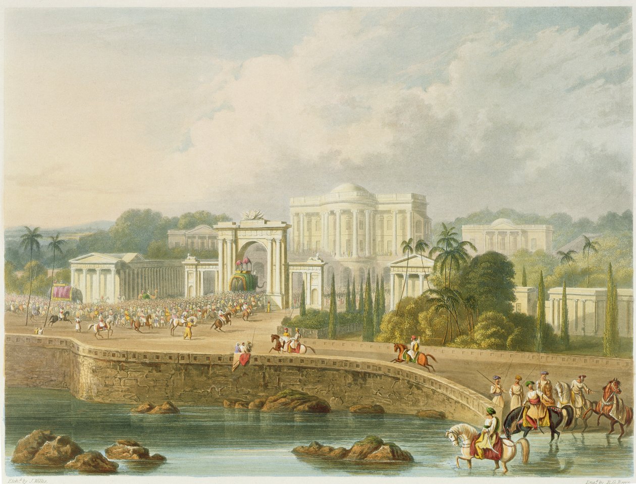 La Residencia Británica en Hyderabad en 1813, del Volumen II de 