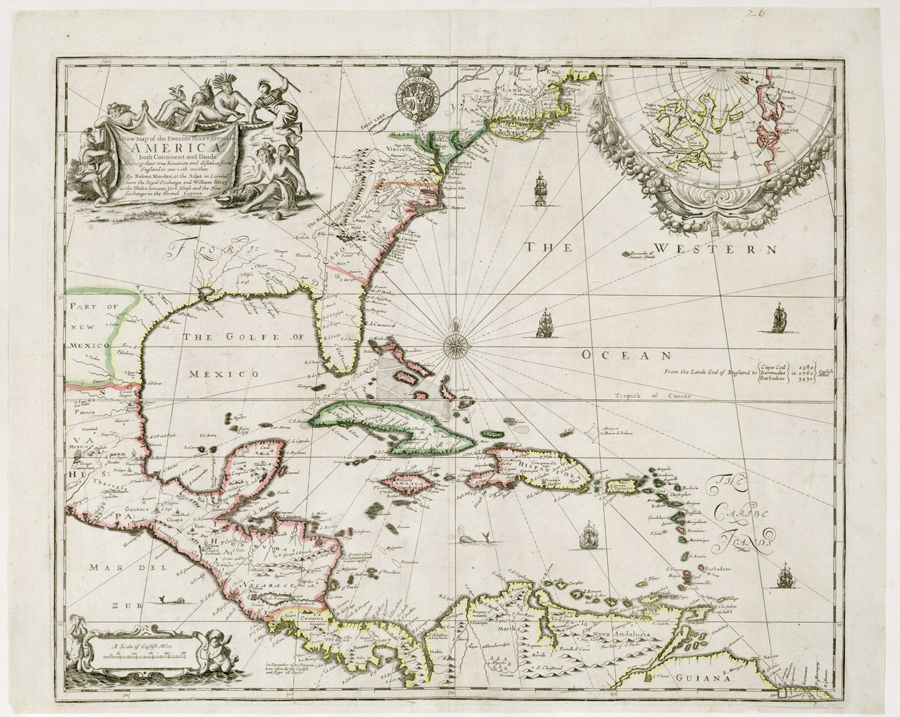 Un nuevo mapa de las plantaciones inglesas en América, 1673 de Robert Morden