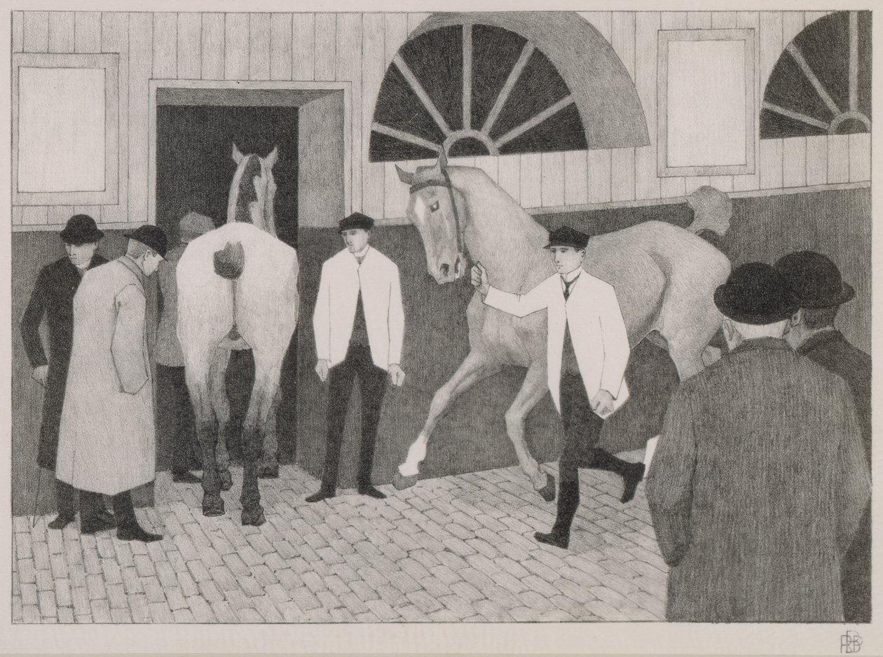 El mercado de caballos. c.1918 de Robert Polhill Bevan