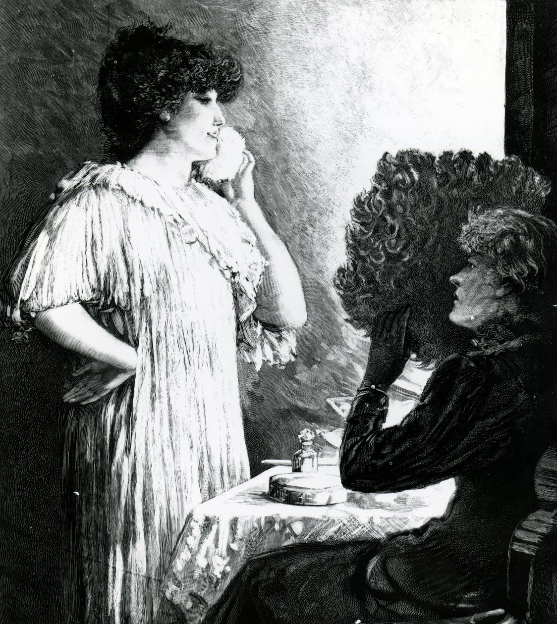 Ellen Terry visitando a Sarah Bernhardt en su camerino en el Royal English Opera House, c.1881 de Robert Ponsonby Staples