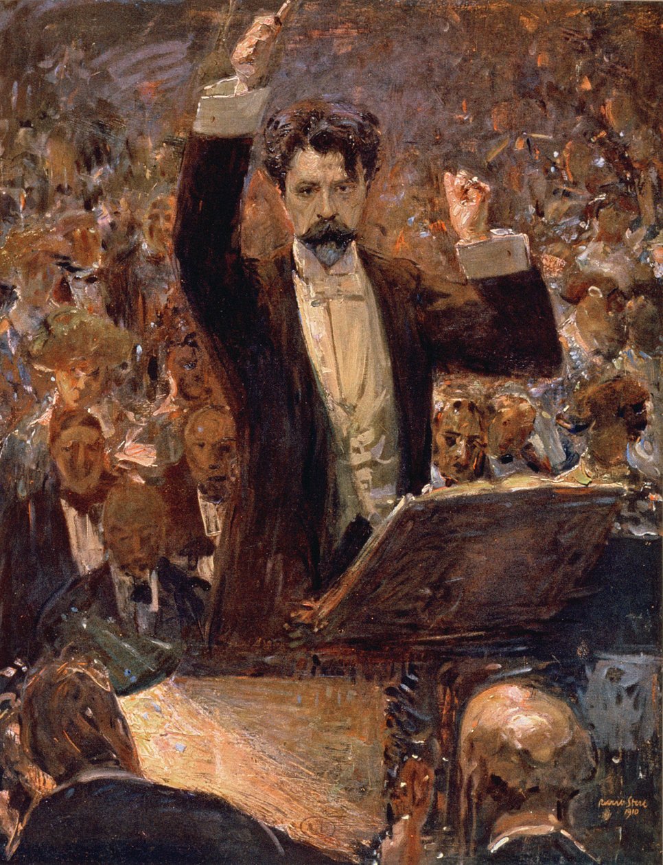 Arthur Nikisch (1855-1922) dirigiendo un concierto en el Gewandhaus en Leipzig, 1910 de Robert Sterl