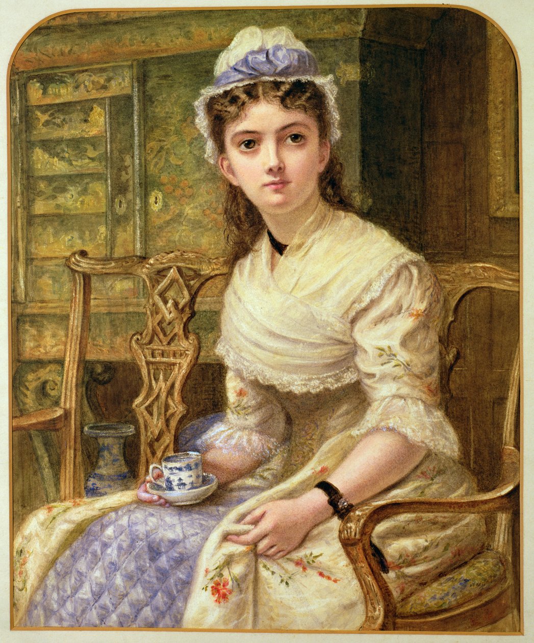 Una mujer tomando té, 1895 de Robert W. Little