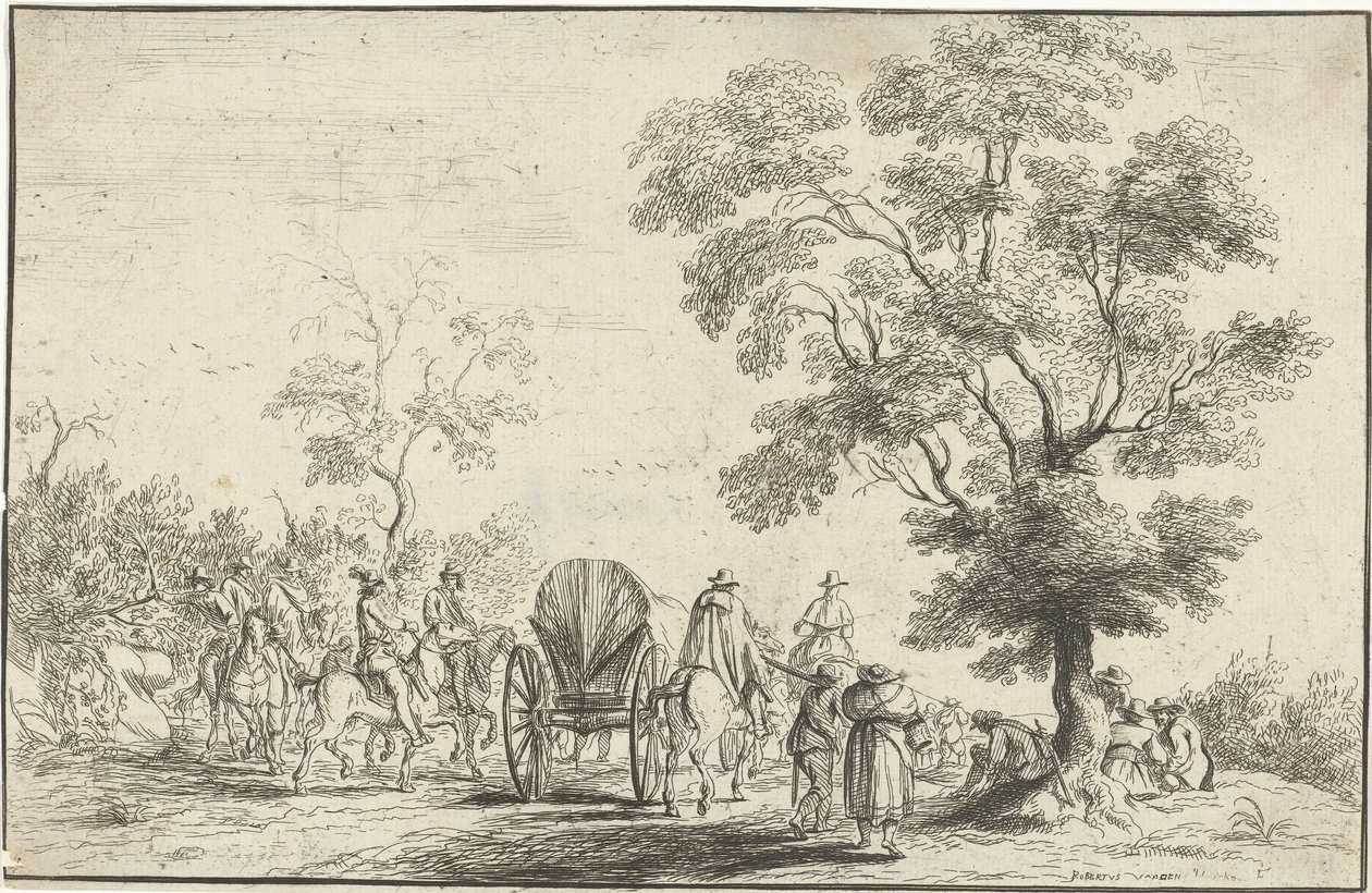 Carro escoltado por jinetes de Robert van den Hoecke