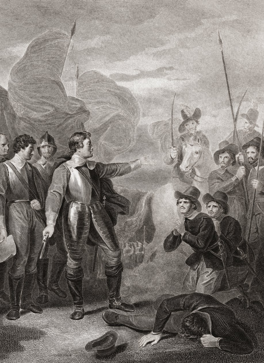 Oliver Cromwell reprimiendo el Motín de Burford. (imprimir) de Robert (after) Smirke