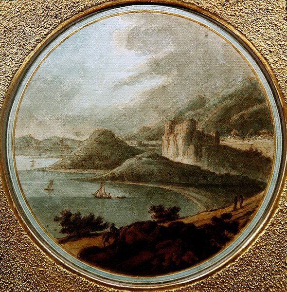 Castillo sobre una bahía con barcos, c.1775 de Robert (attr. to) Adam