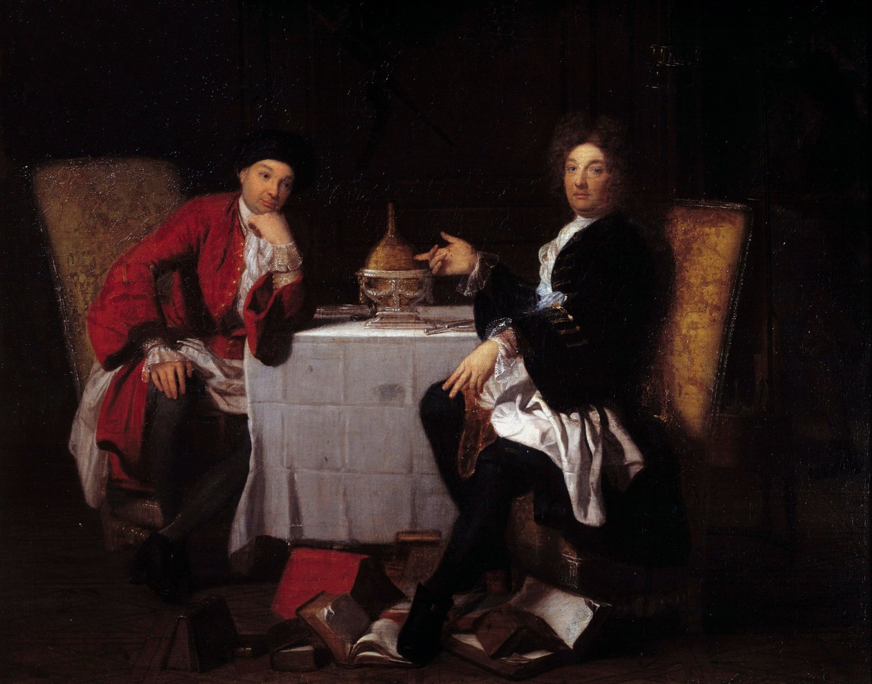 Dos epicúreos Dos filósofos hablando en una mesa. Pintura atribuida a Robert Tournieres (1668-1752) siglo XVIII Caen, museo de Bellas Artes de Robert (attr. to) Tournieres