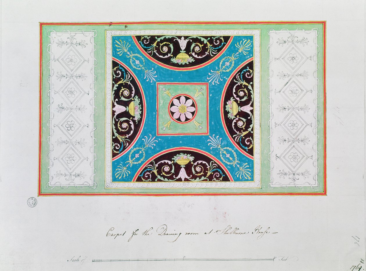 Diseño de alfombra para el salón, Casa Shelburne de Robert Adam