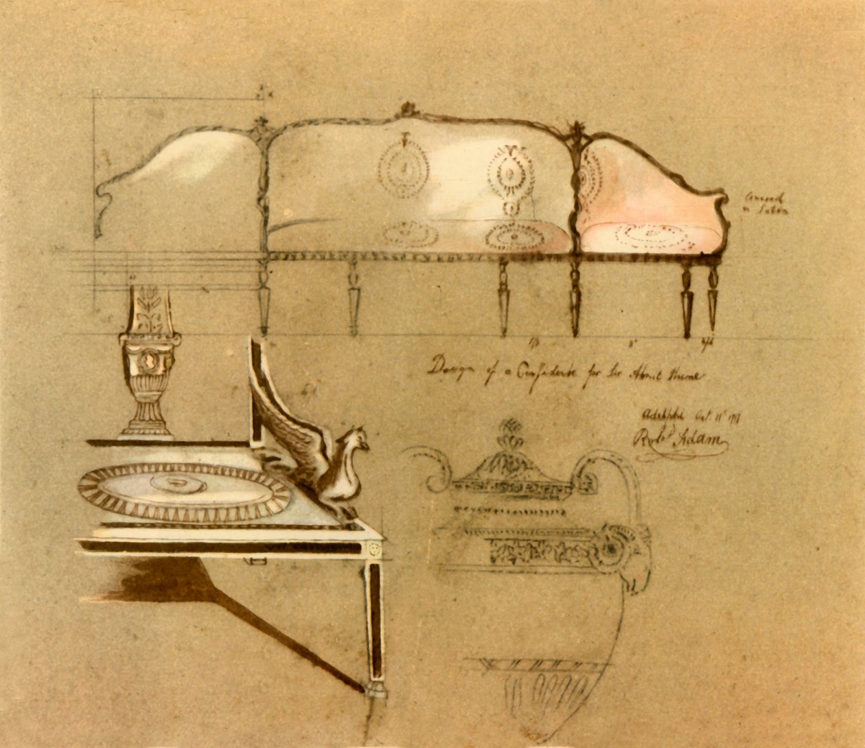 Diseño para un sofá, 1777, 1946 de Robert Adam