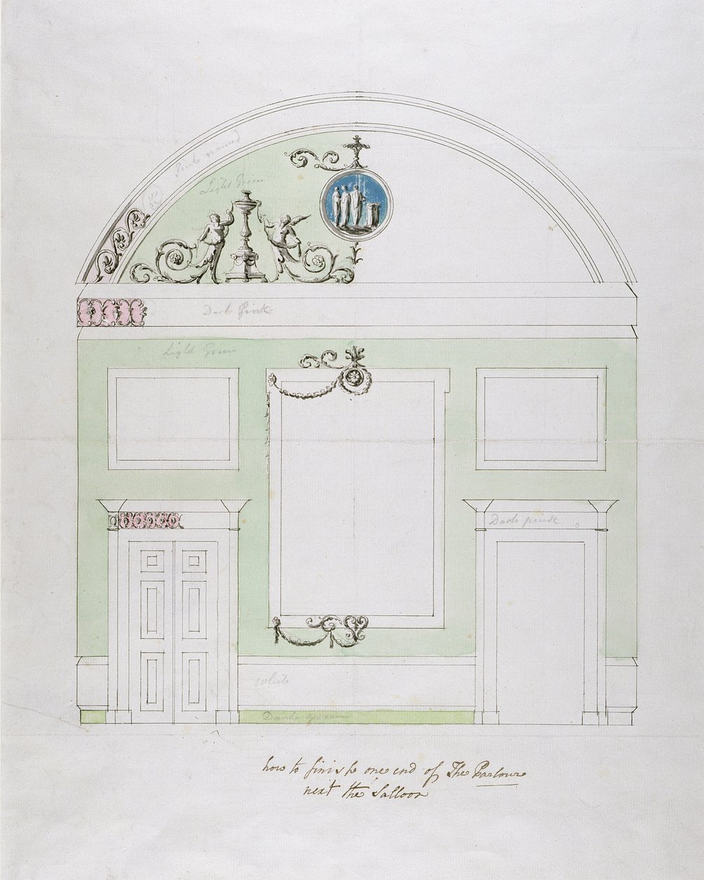 Diseño para la pared final del comedor, Headfort House de Robert Adam