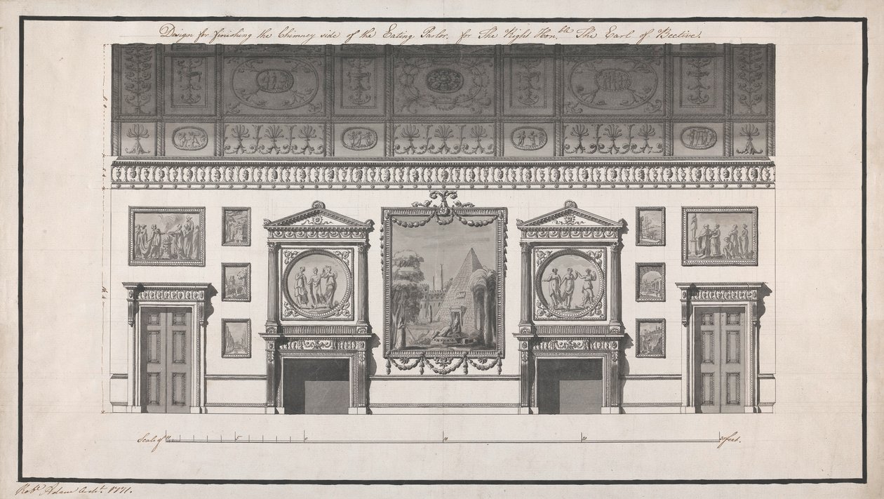 Headfort House, comedor, lado de la chimenea de Robert Adam