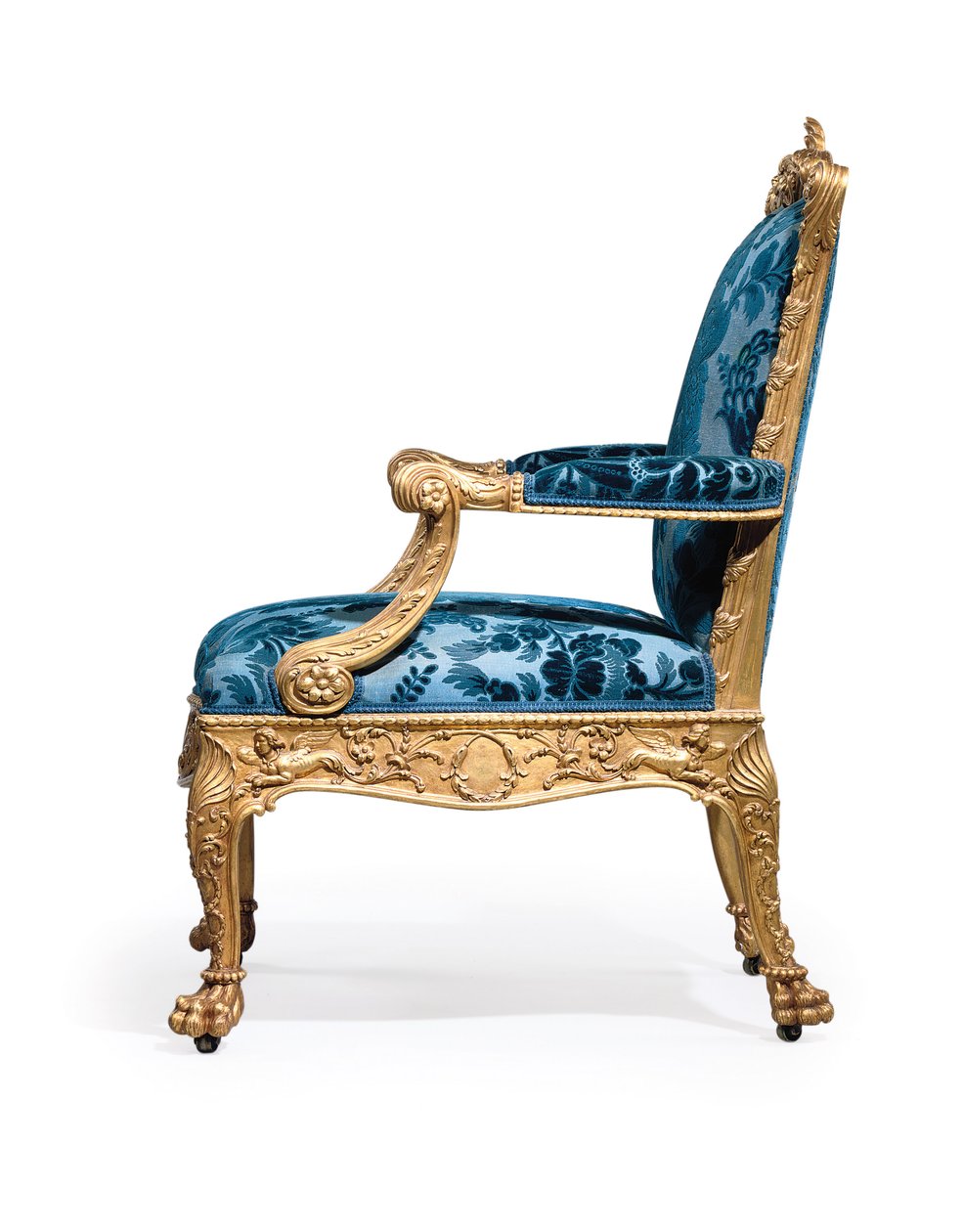 Uno de un par de sillones dorados de Jorge III de Robert Adam