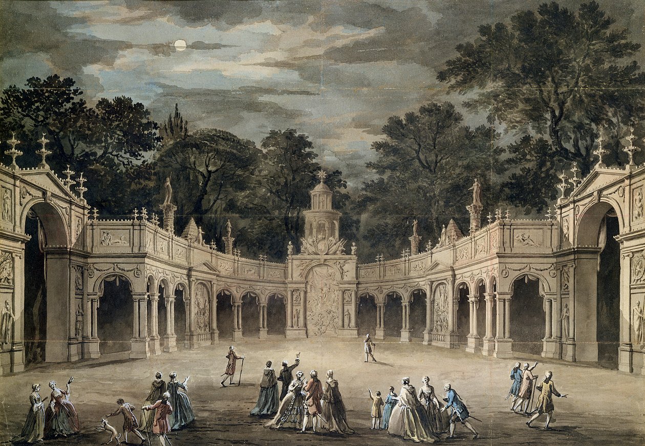 Las iluminaciones en la Casa de Buckingham para el cumpleaños del Rey Jorge III, 4 de junio de 1783 de Robert Adam