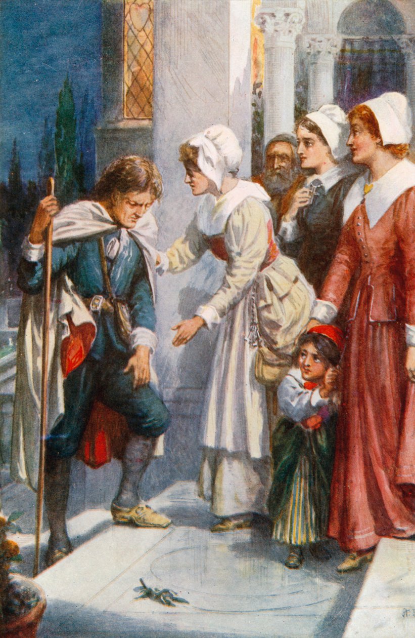 Cristiano recibido en el Palacio Hermoso (litografía en color) de Robert Ambrose (after) Dudley