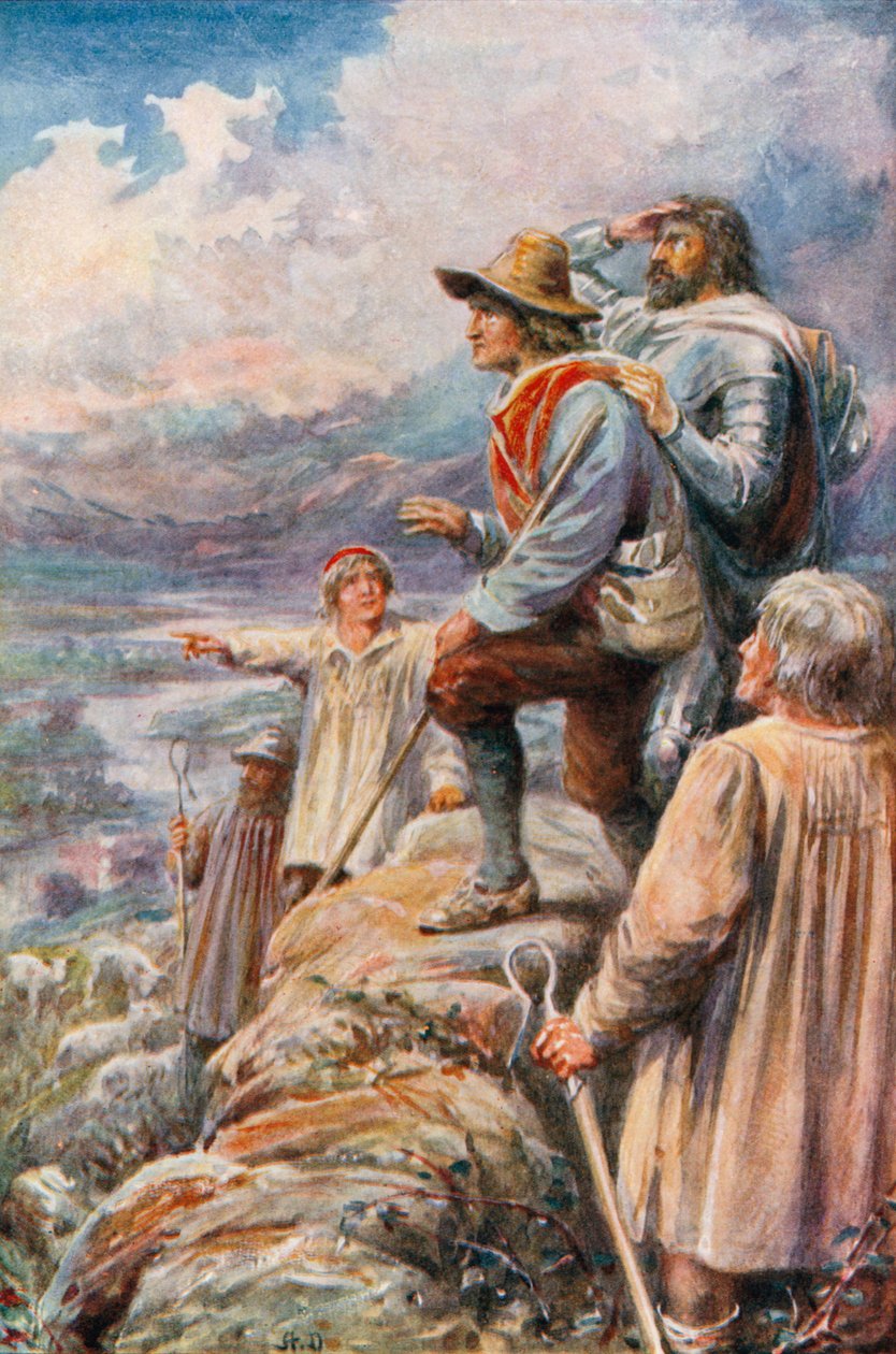 Los peregrinos de las montañas deliciosas (litografía en color) de Robert Ambrose (after) Dudley