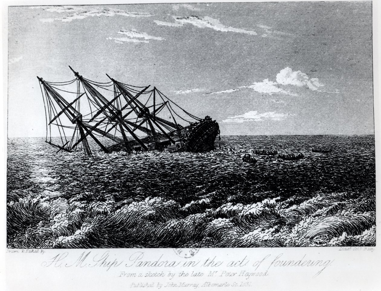 H.M. Pandora naufragando, de 