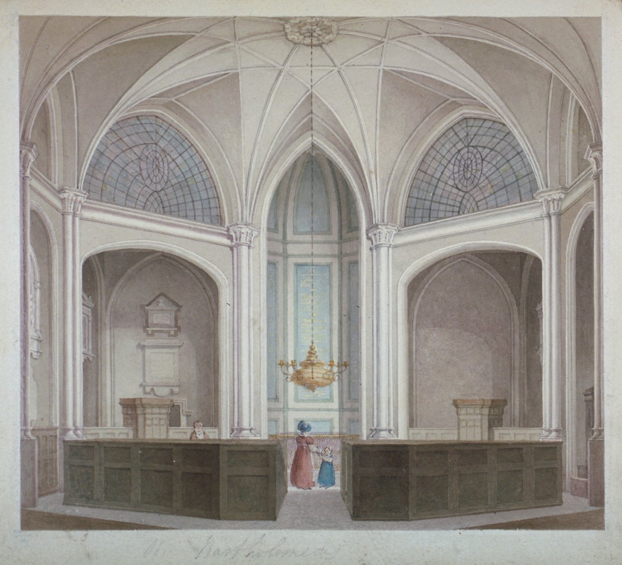 Interior de la iglesia de San Bartolomé el Menor, Ciudad de Londres, 1834 de Robert Blemmell Schnebbelie