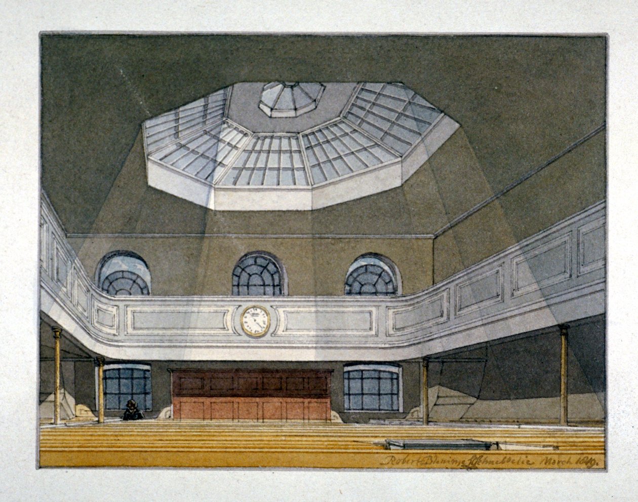 Vista interior de la Casa de Pesaje del Rey, Eastcheap, Ciudad de Londres, 1819 de Robert Blemmell Schnebbelie