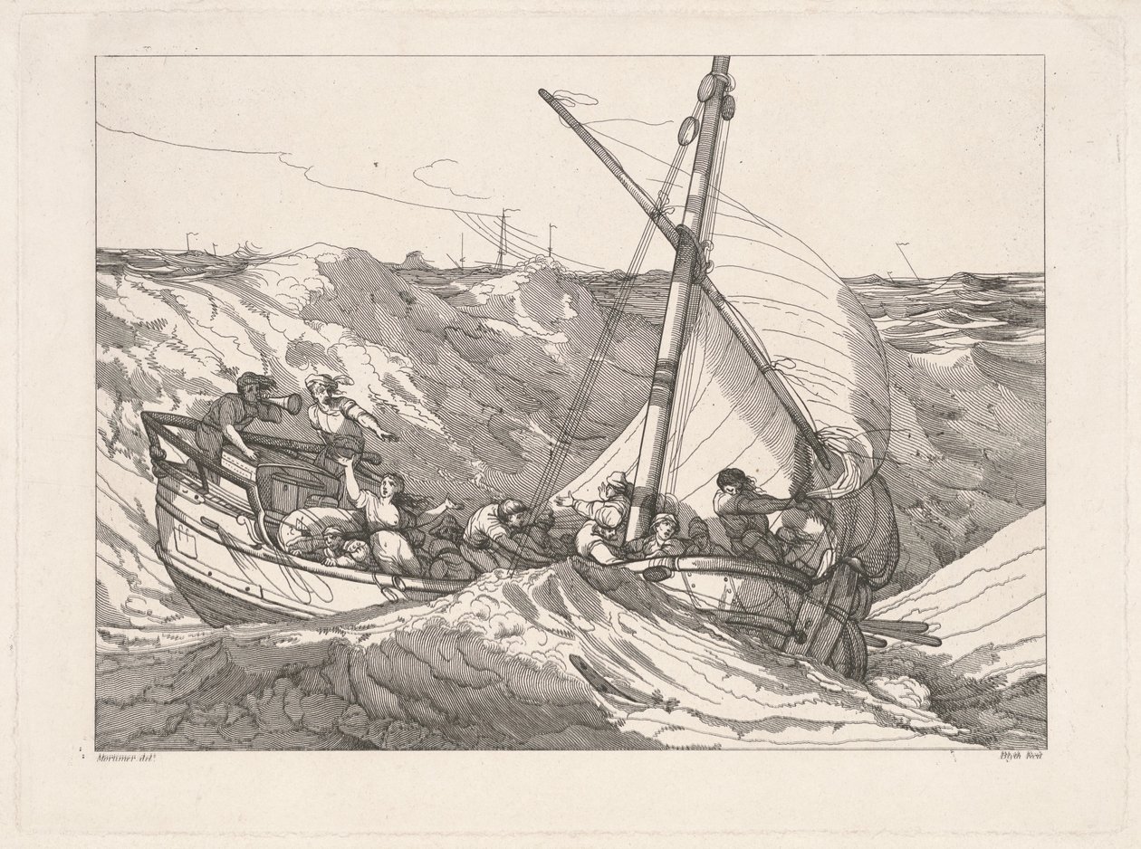 Barco en una tormenta en el mar de Robert Blyth, after John Hamilton Mortimer
