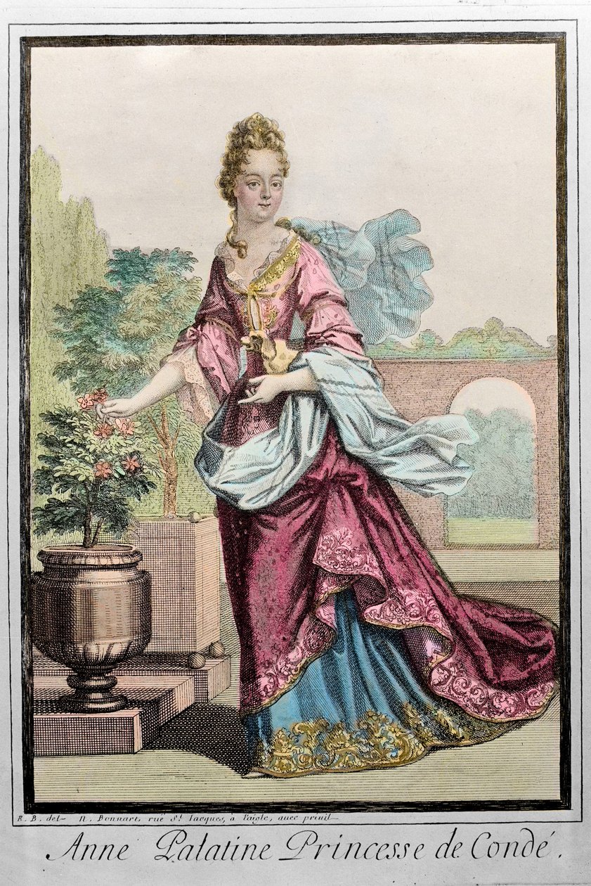 Ana Palatina, Princesa de Condé (Anne de Baviere) (1648-1723) - grabado por Robert Bonnart de Robert Bonnart
