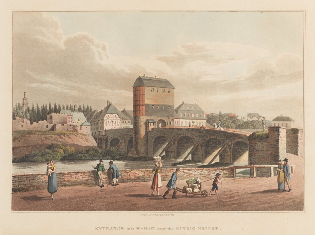 Entrada a Hanau sobre el puente Kinzig, 1814 de Robert Bowyer