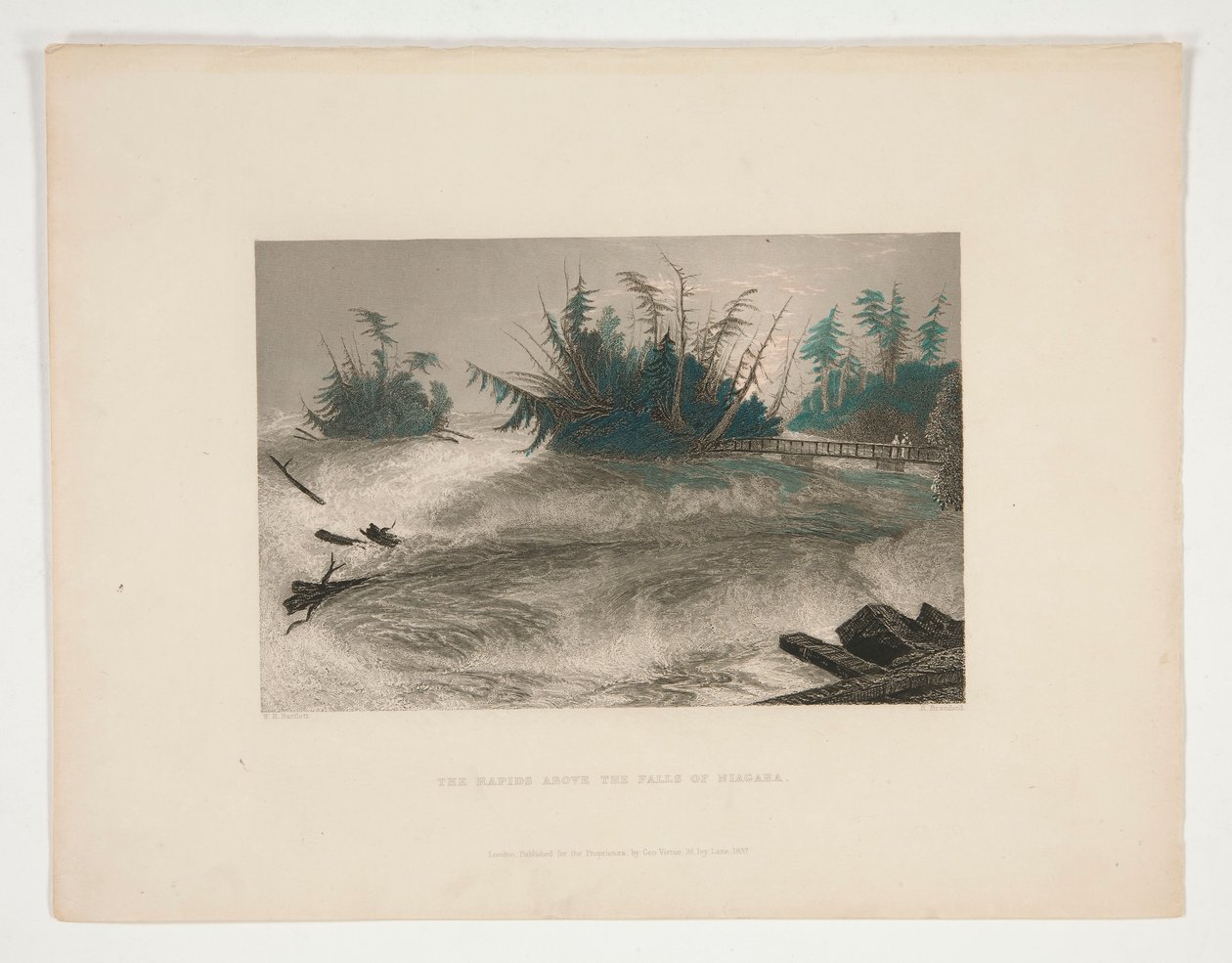 Los rápidos sobre las cataratas del Niágara, ilustración para Nathaniel Parker Willis de Robert Brandard