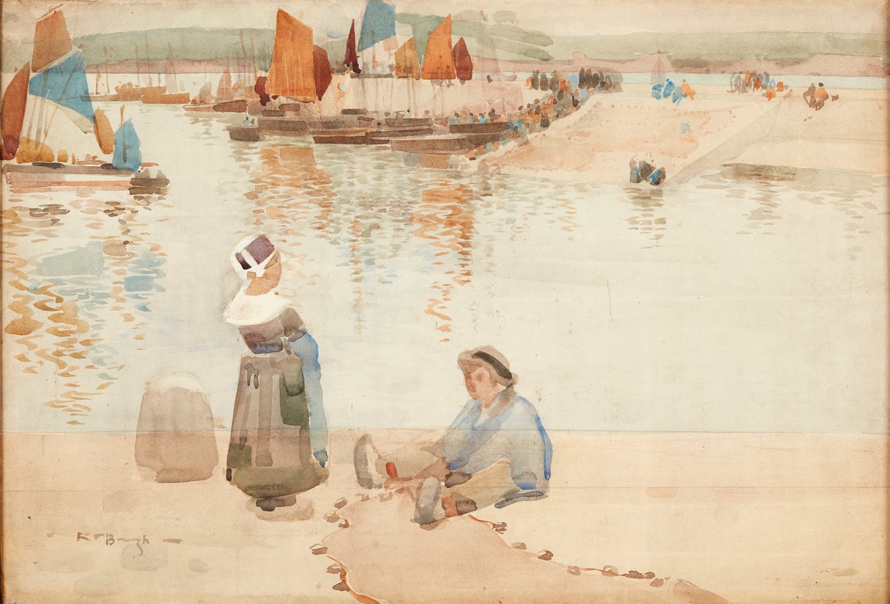 Figuras en el Muro del Puerto, Bretaña de Robert Brough
