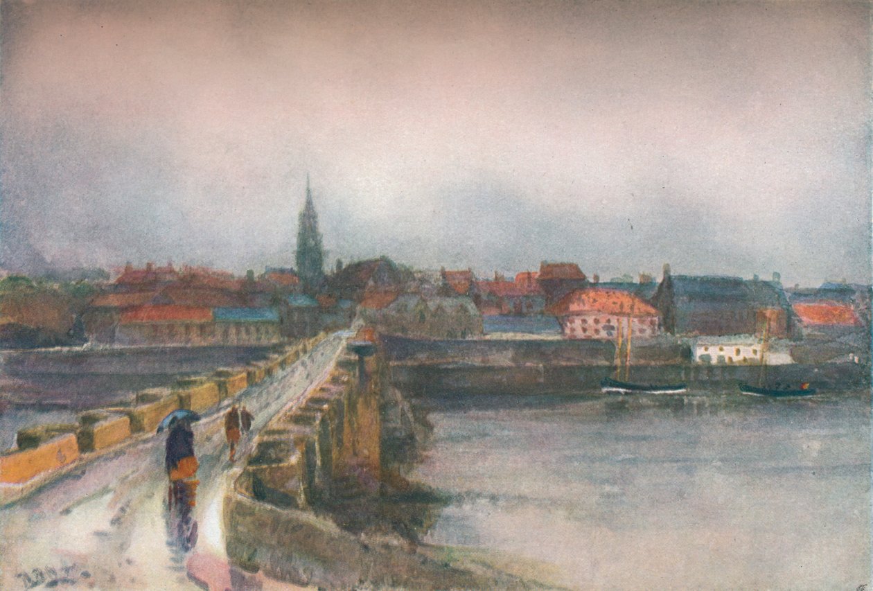 Un día lluvioso, Puente Viejo de Berwick, c1877-1906, 1906 de Robert Buchan Nisbet