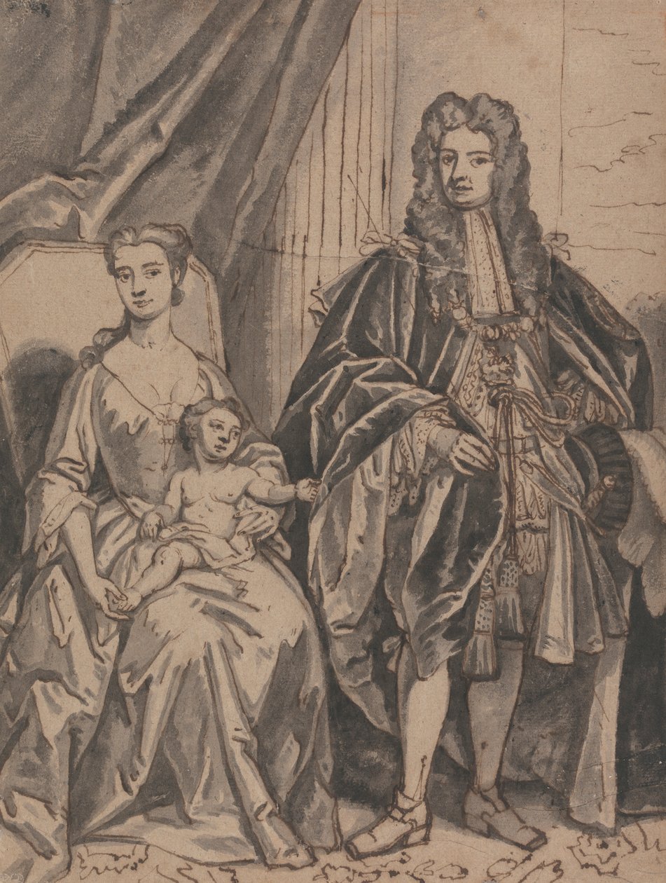 Retrato de una familia, llamada John Sheffield, duque de Buckingham, y familia de Robert Byng