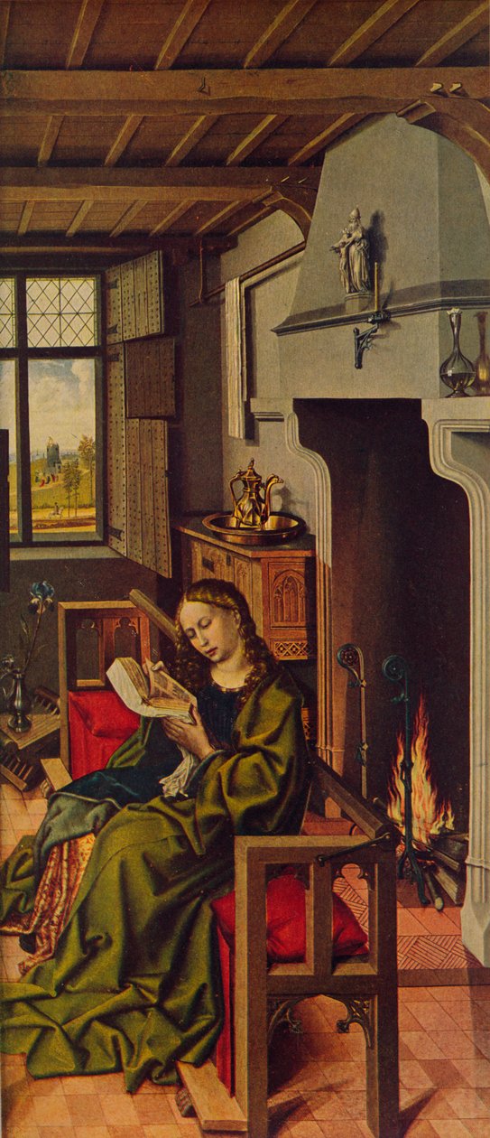 Ala de retablo Santa Bárbara, 1438, c. 1934 de Robert Campin