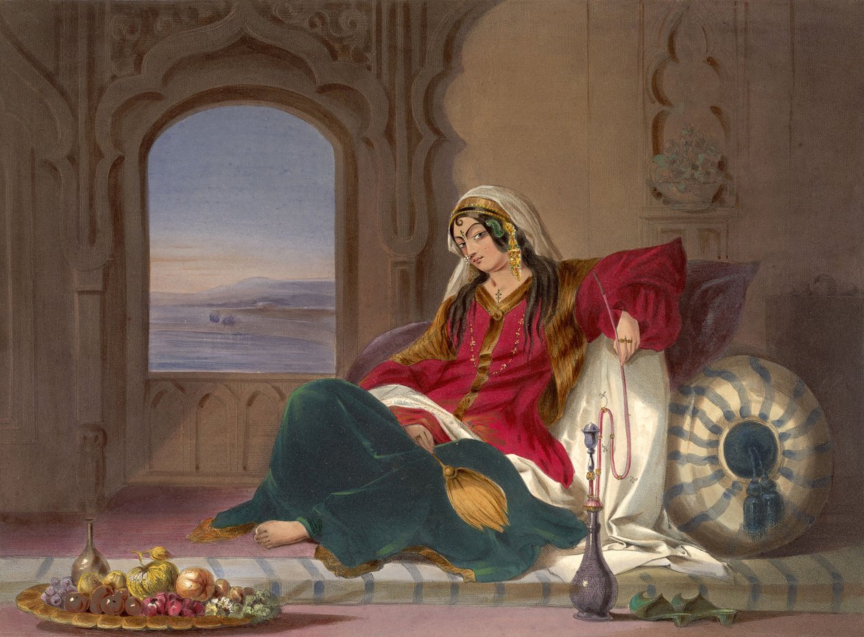 Dama de rango de Kandahar, fumando, 1848 de Robert Carrick