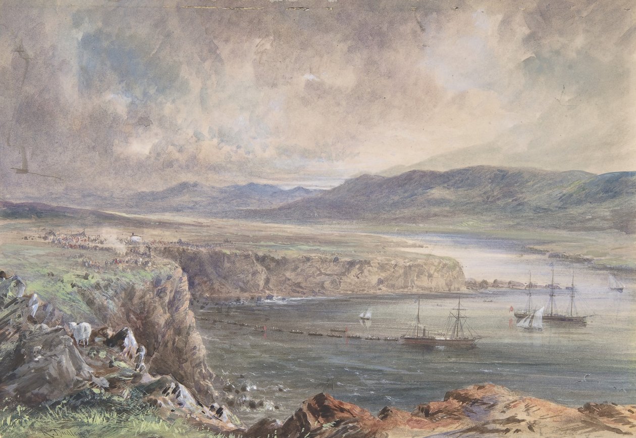 Bahía de Foilhummerum, Valentia, Vista desde el Fuerte de Cromwell: El Caroline y Botes de Robert Charles Dudley