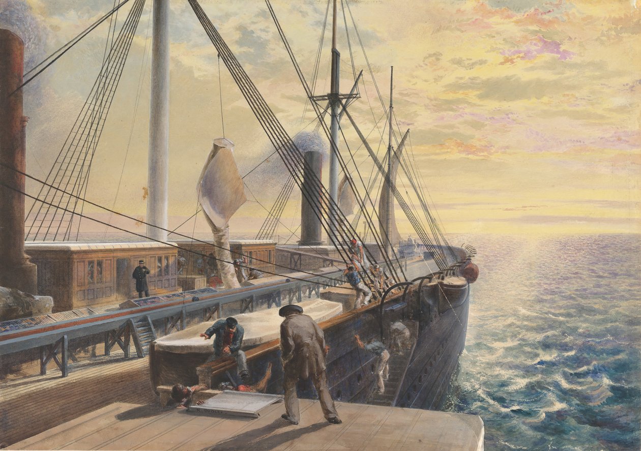 Vista, mirando hacia popa, desde la caja de paletas de babor del Great Eastern, mostrando el canal de Robert Charles Dudley