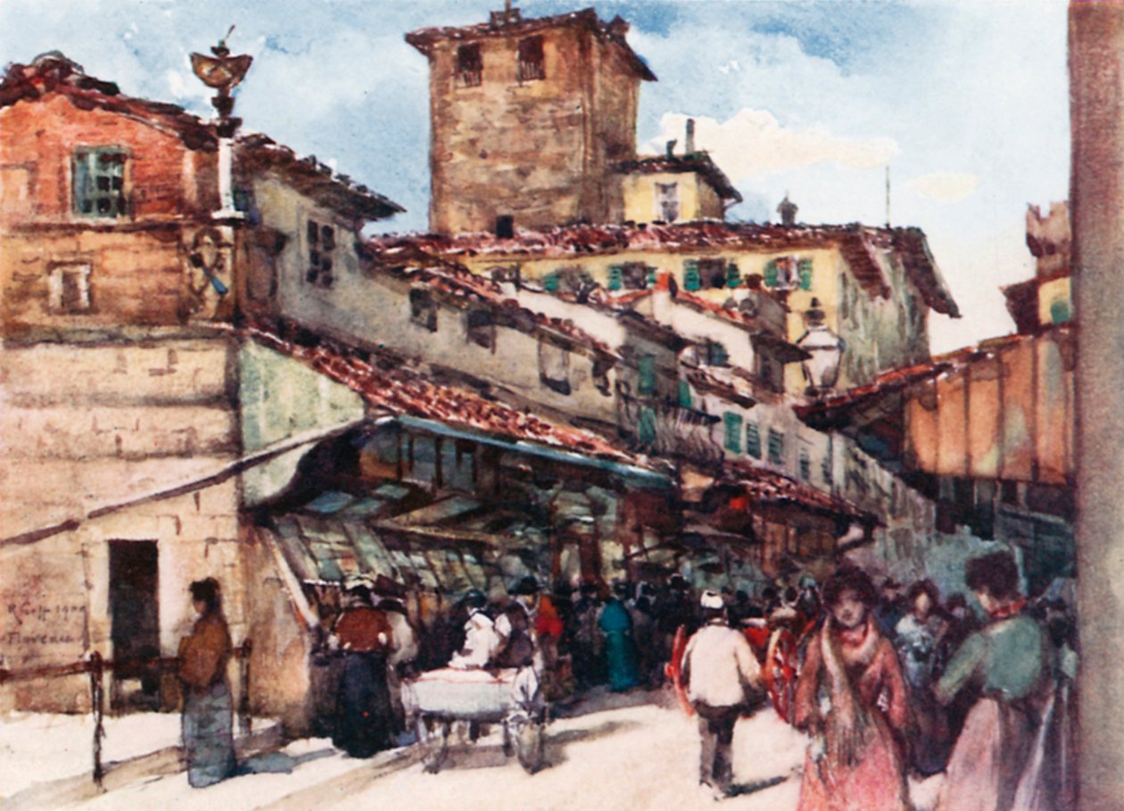 Estudio sobre el Ponte Vecchio (litografía en color) de Robert Charles Goff