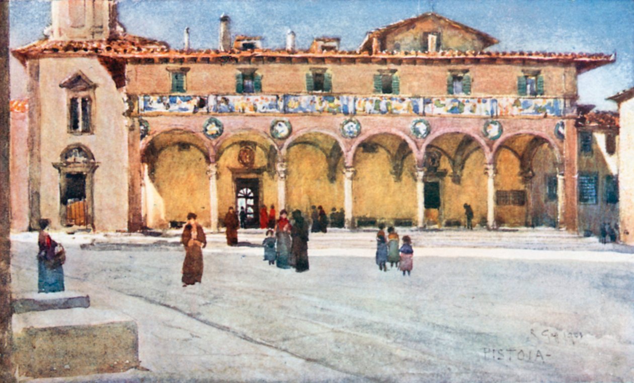 Hospital "del Ceppo". Pistoia (litografía en color) de Robert Charles Goff