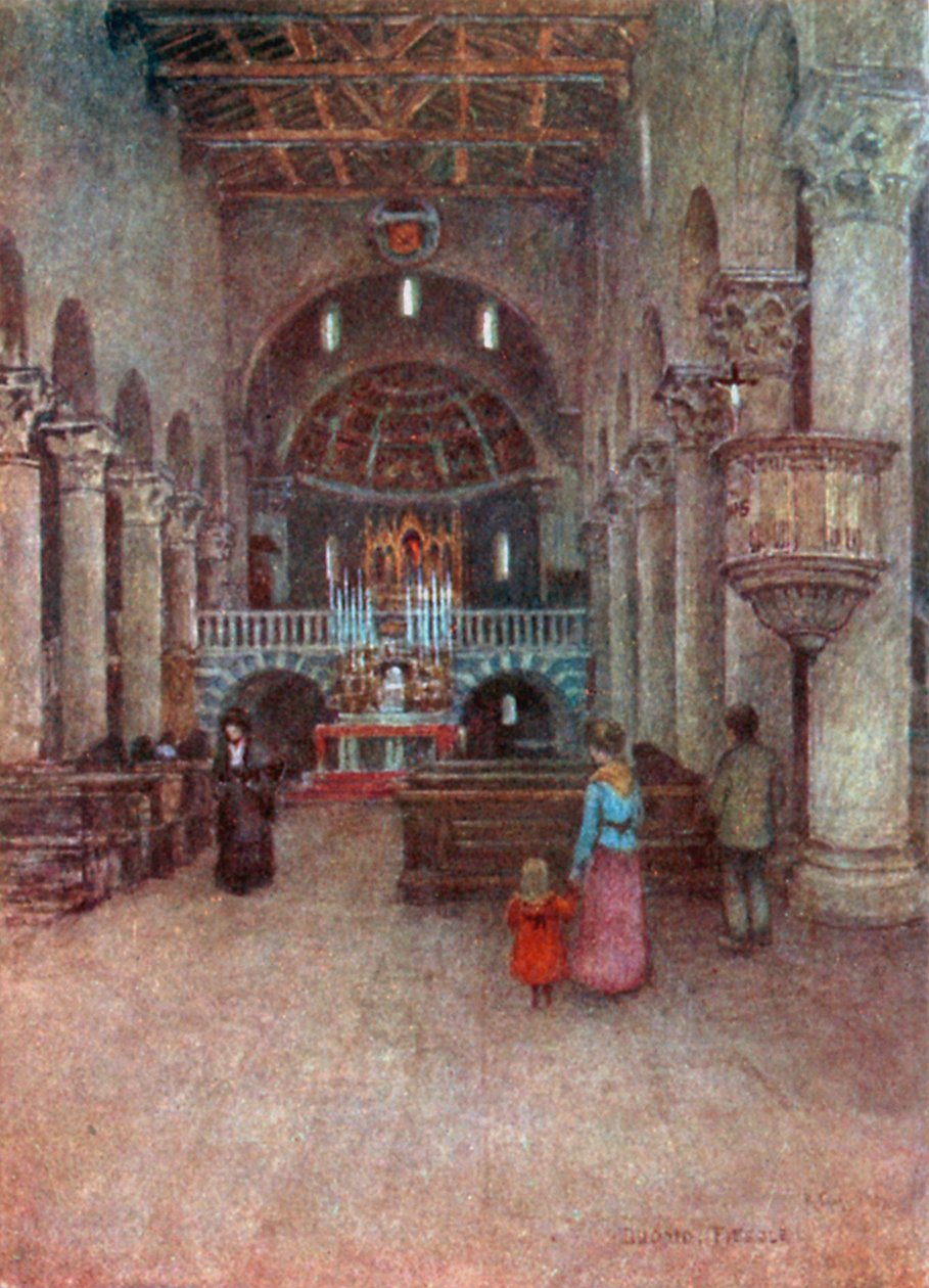 Interior de la catedral de Fiesole (litografía en color) de Robert Charles Goff